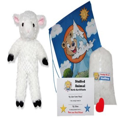 Make Your Own Stuffed Animal Lamb Kit - No Sew - With Cute Backpack!   